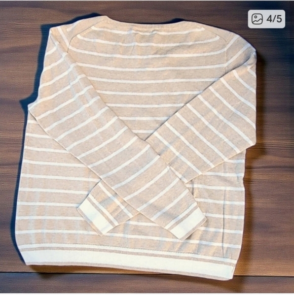 J CREW MERCENTILE STRIPED LIGHT TAN SWEATER  Xl - Picture 6 of 8